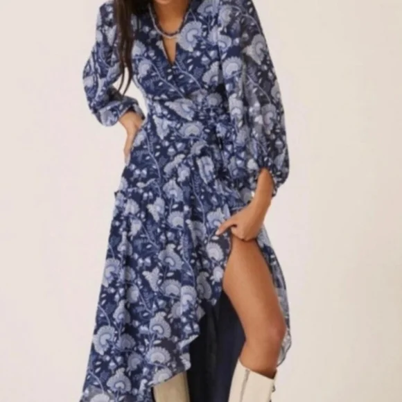 Anthropologie Hutch Geo Paisley Floral Wrap Maxi Dress Size:S - Picture 1 of 8